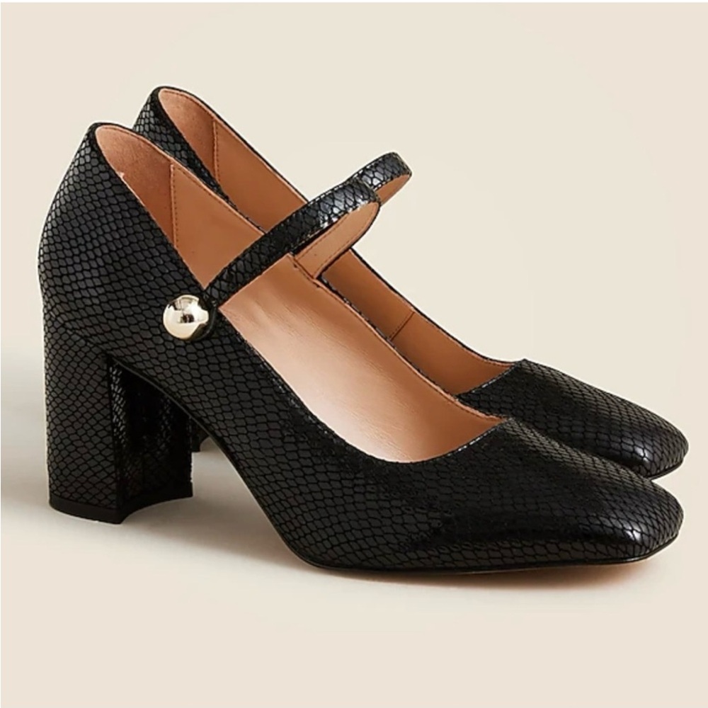 NIB | Maisie Mary Jane Heels in Snake-Embossed Italian Leather